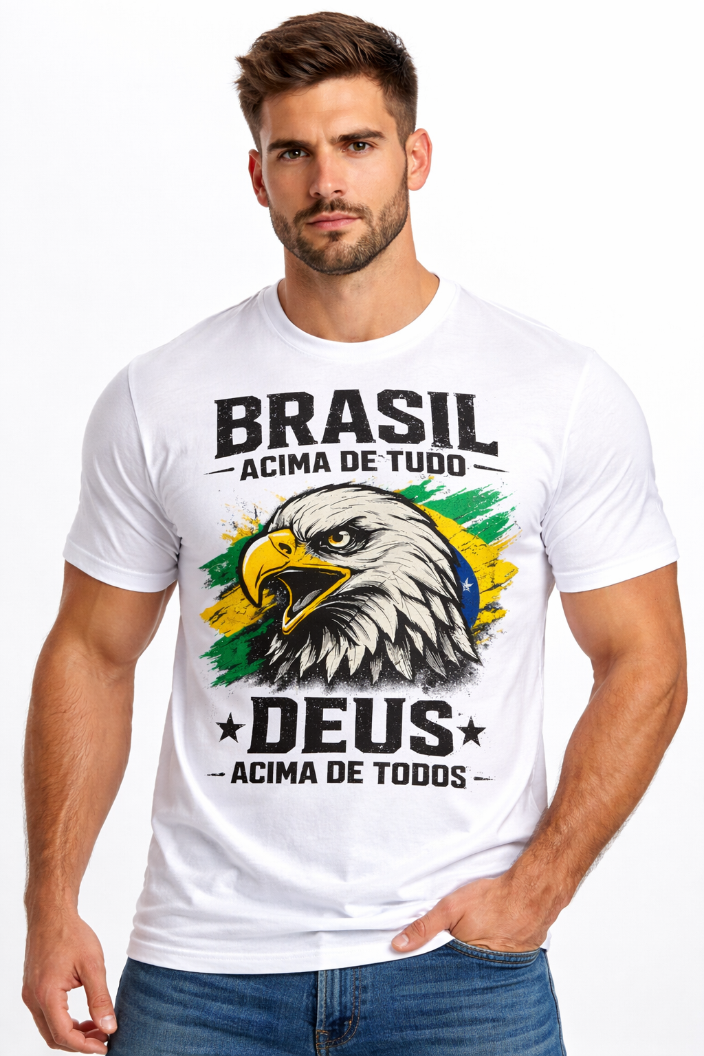 Camiseta Brasil acima de tudo, Deus acima de todos